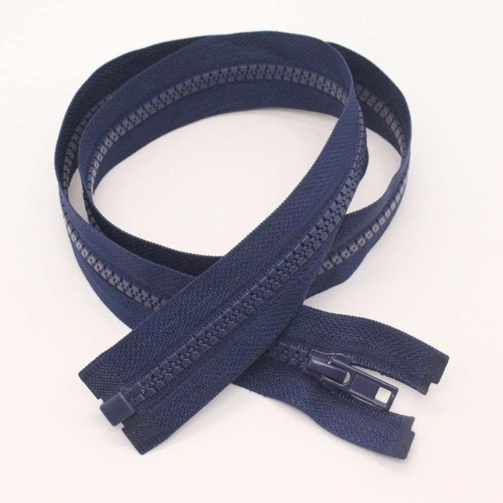 YaHoGa 2 cremalleras separadoras #5 de 25 pulgadas para chaquetas de costura, chaqueta con cremallera azul marino, cremalleras de plástico moldeadas