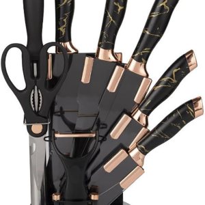 Juego de 8 cuchillos de cocina, cuchillos de chef, cuchillos de pan, cuchillos de carne, proceso de martillo, mango ergonómico de acero inoxidable Juego de 8 cuchillos de cocina, cuchillos de chef, cuchillos de pan, cuchillos de carne, proceso de martillo, mango ergonómico de acero inoxidable