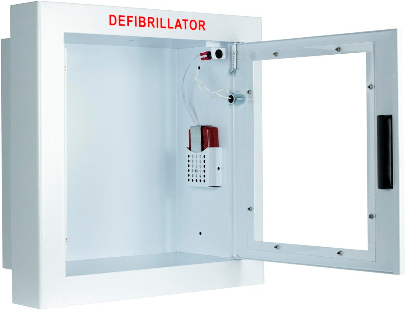 Cubix Safety Armario AED semiempotrado, alarmado, grande. Se adapta a todos los desfibriladores en el mercado. Mide 16 pulgadas de alto x 17