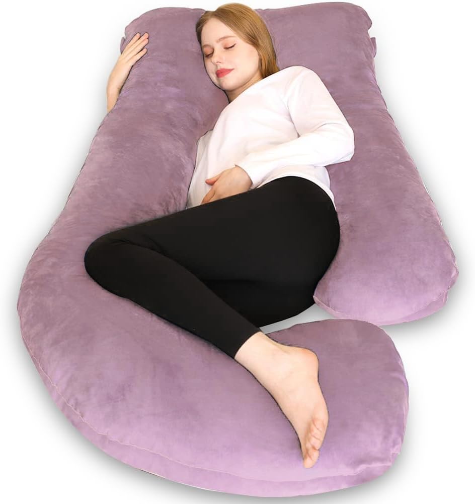 Chilling Home Almohadas de embarazo, almohadas de embarazo para dormir en forma de U, almohada de cuerpo completo, almohada de maternidad de 58