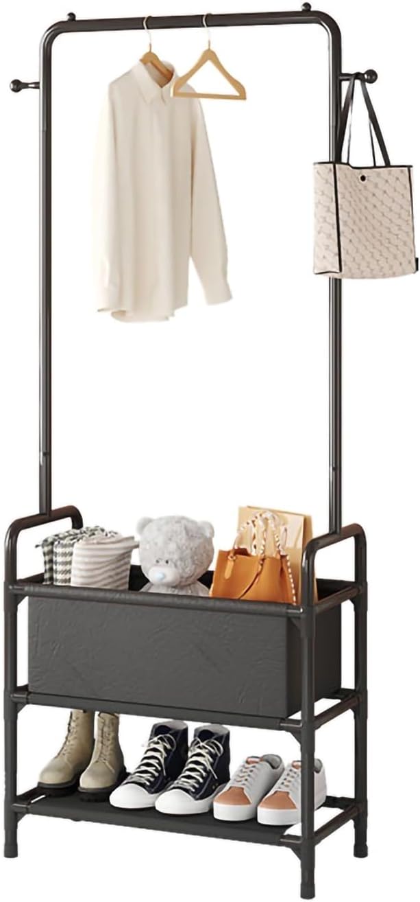 Percheros de ropa de 3 niveles para colgar ropa para niños, organizador pequeño con estantes para una habitación pequeña, resistente sobre ruedas,