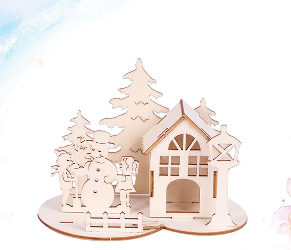 NOLITOY 2 piezas de decoración de mesa de comedor, rompecabezas de madera 3D, rompecabezas de Navidad, decoración de escritorio de Navidad, adorno