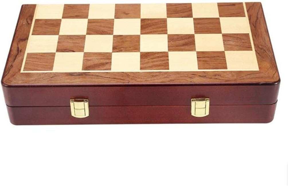 ROLTIN Juego de ajedrez de regalo de metal brillante dorado y plateado Piezas de ajedrez de madera maciza Plegable Tablero de ajedrez profesional de