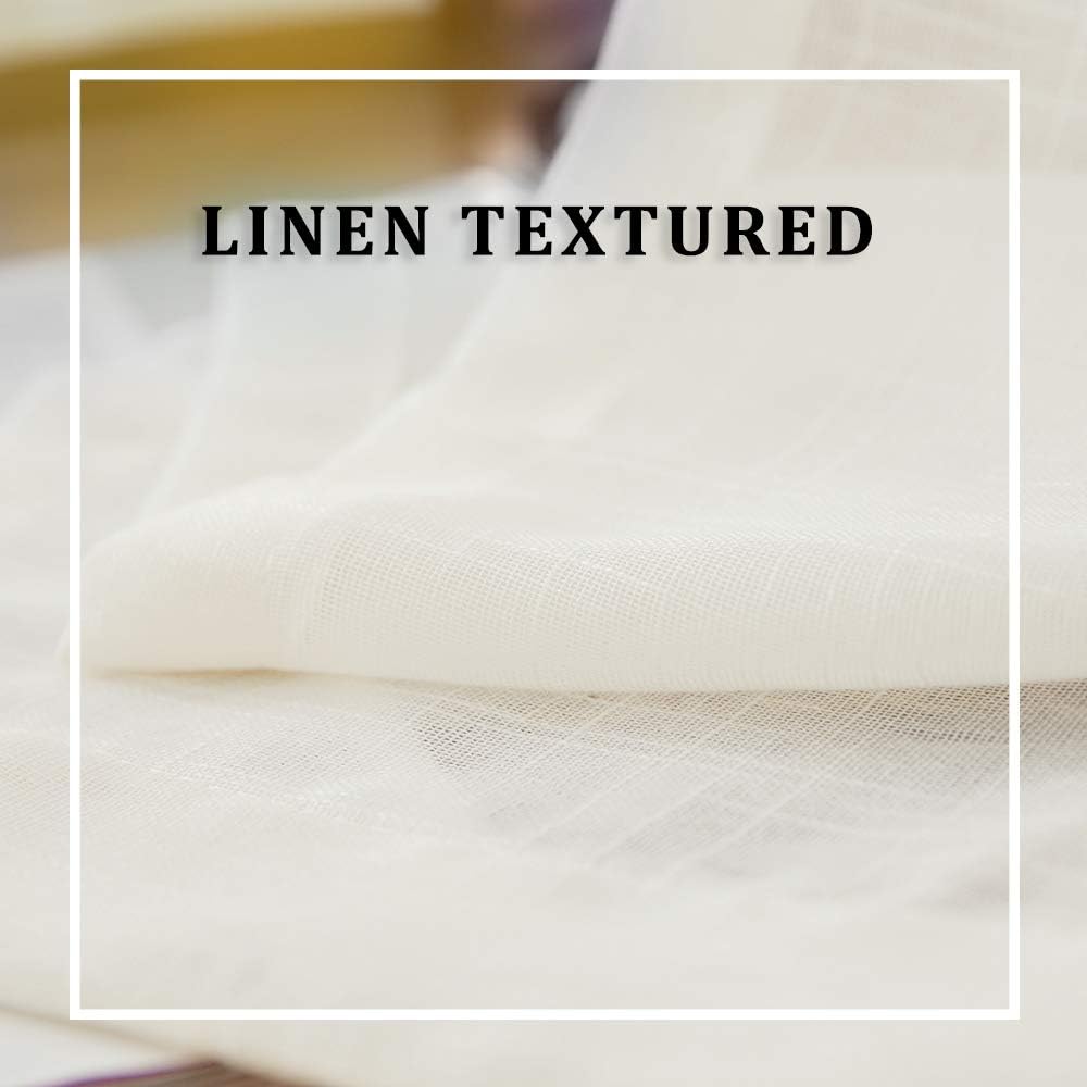 MIULEE – Cortinas de ventana de puerta con textura de lino semitransparente para puertas francesas
