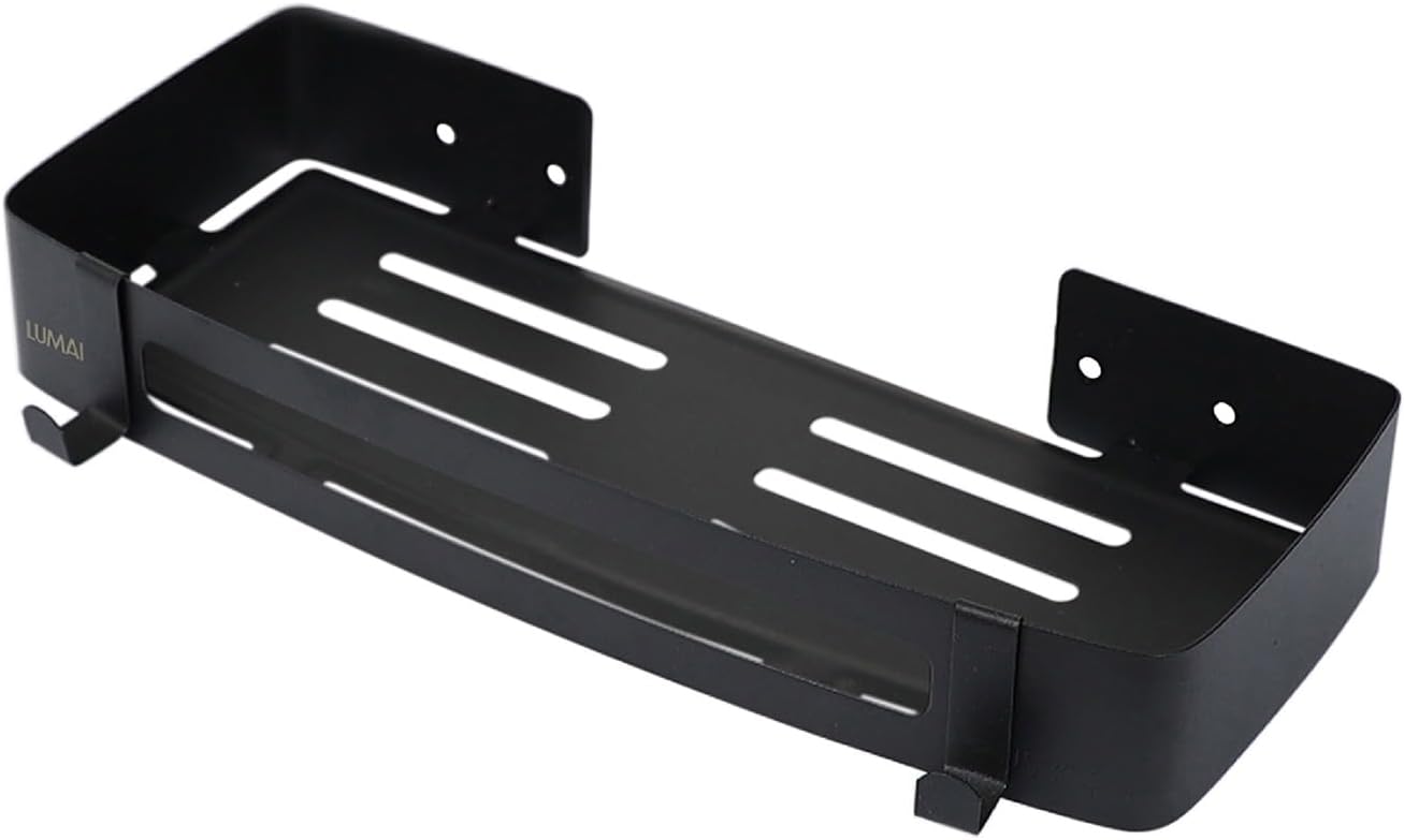 Cesta de ducha negra adhesivo para estante de ducha de acero inoxidable, soporte para bañera, mostrador organizador de baño de montaje en pared,