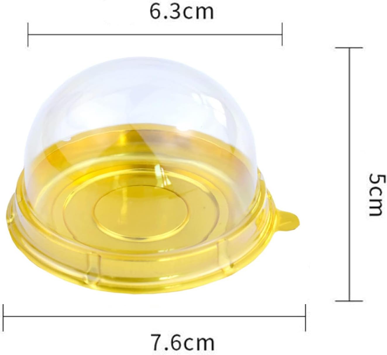 Contenedor de plástico transparente para cupcakes, 50 cajas doradas para cupcakes, magdalenas, magdalenas, cúpula, contenedor para magdalenas, cajas