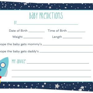 Predicciones espaciales para baby shower sobre nuevas tarjetas para bebé, actividades de juego para baby shower, barco cohete, espacio exterior, Predicciones espaciales para baby shower sobre nuevas tarjetas para bebé, actividades de juego para baby shower, barco cohete, espacio exterior,
