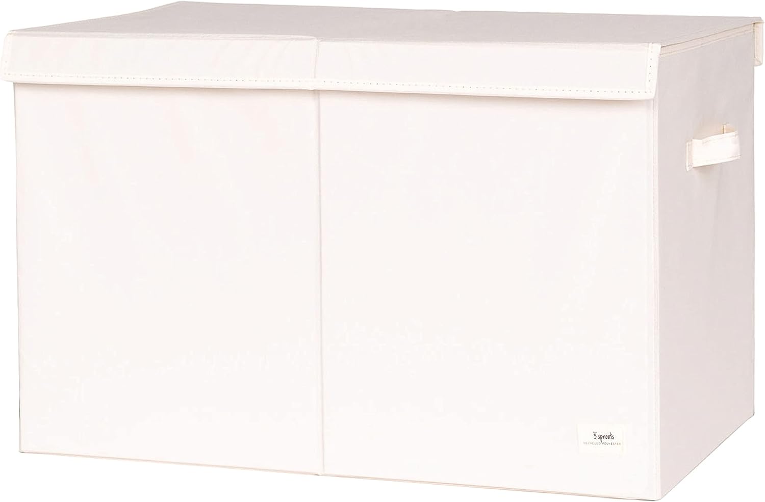 3 Sprouts Organizador de pecho plegable de tela reciclada en color crema – Contenedor de cesta de almacenamiento plegable con tapa y asas