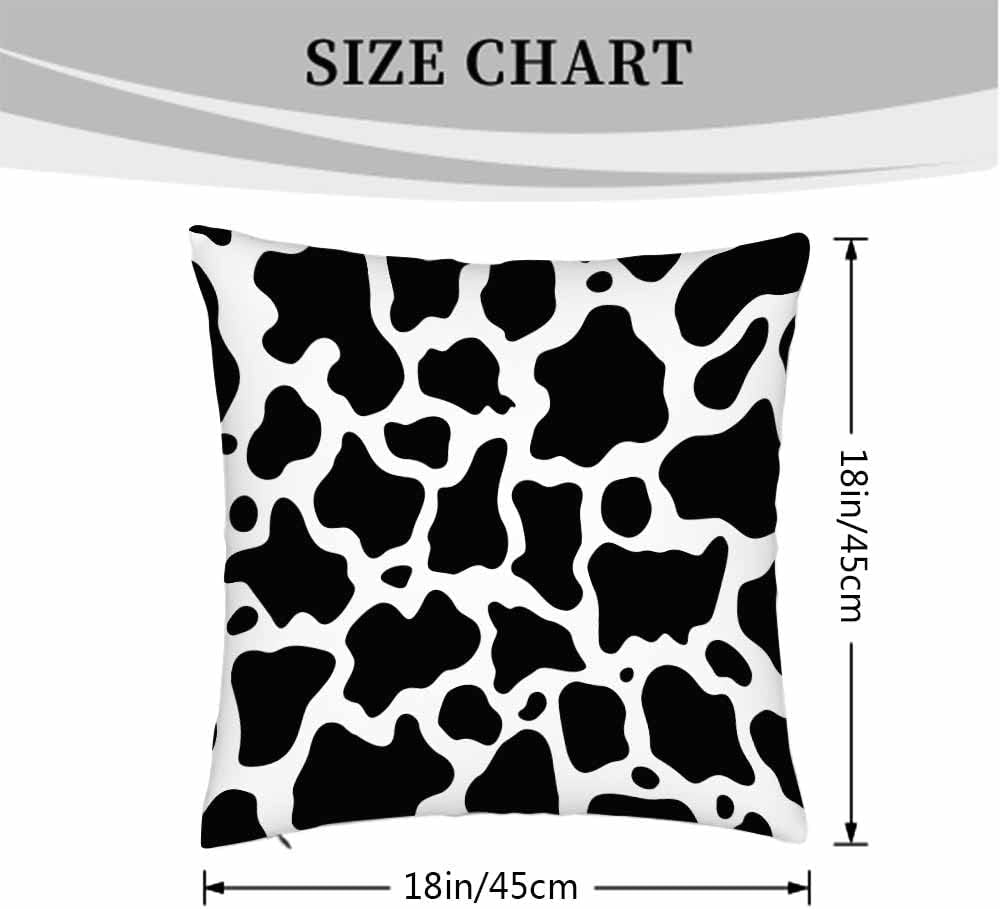 Beabes Juego de 2 almohadas decorativas cuadradas con patrón de puntos de vaca en blanco y negro para sofá o cama, 18 x 18 pulgadas, para mujeres,