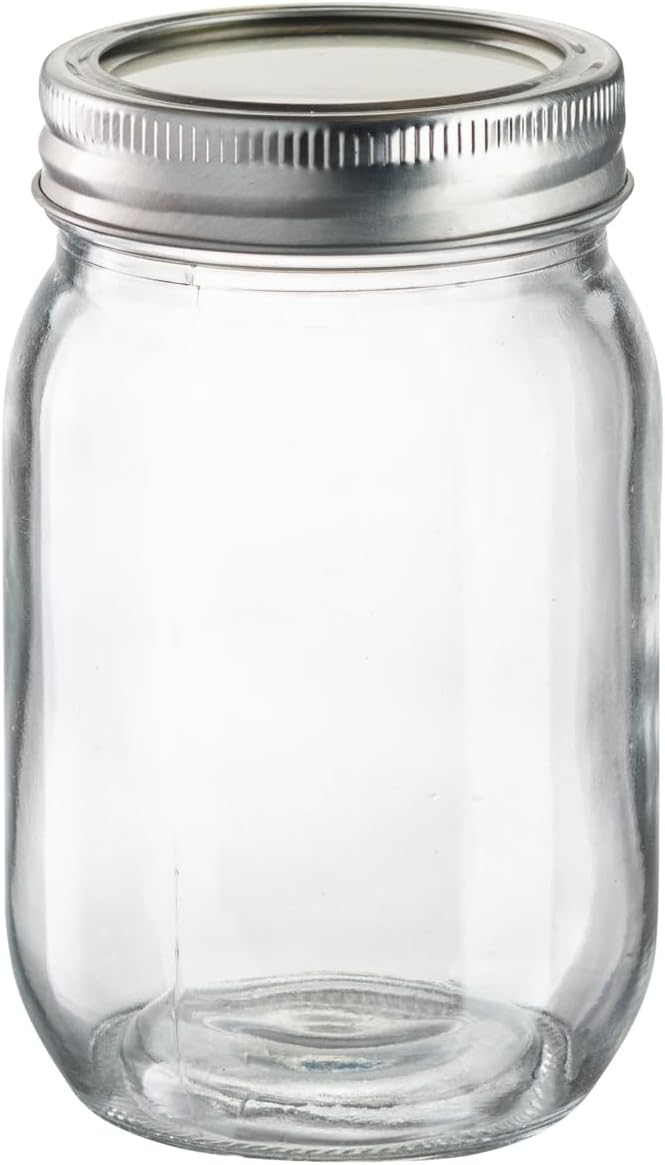 Tarros de vidrio de 16 onzas con tapas y bandas, tarros Mason de boca regular para conservar alimentos, tarros de conservas para jugo, mermelada,