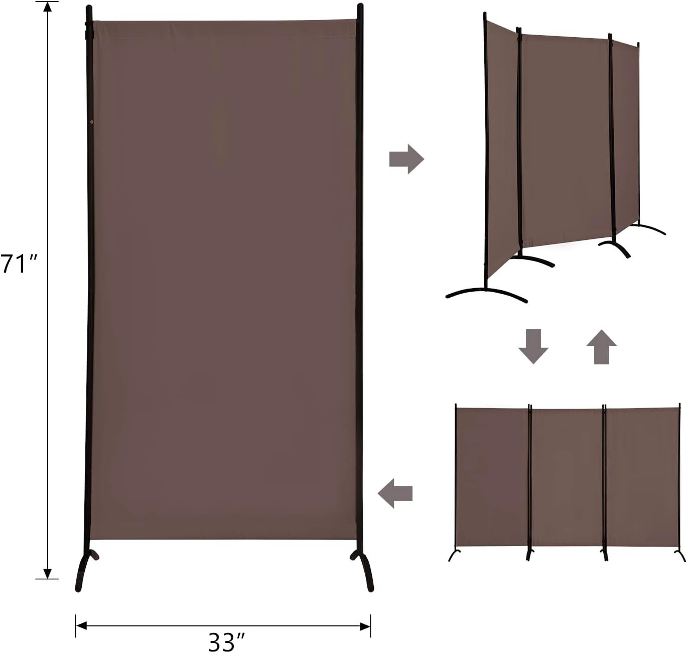 Grezone Divisor de habitación portátil de gran panel plegable para habitación, divisor de oficina portátil (3 paneles), pantalla de privacidad