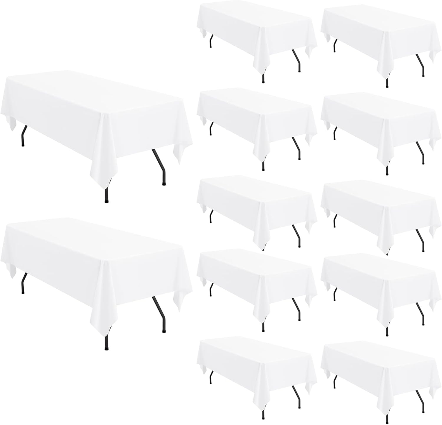Pesonlook Paquete de 12 manteles rectangulares de poliéster de 60 x 126 pulgadas, para mesas rectangulares de 8 pies, tela lavable para bodas, bufé,