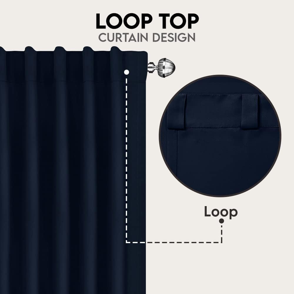 Utopia Bedding Cortinas blackout para oscurecer la habitación y aislar térmicamente, 2 paneles, 7 pasadores traseros por panel, 2 abrazaderas