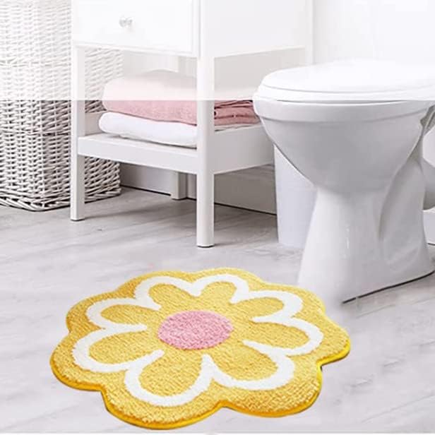ASkinds Alfombra floral hecha a mano de 24 x 24 pulgadas, con forma de flor, lavable, antideslizante, alfombra de suelo para dormitorio, sala de