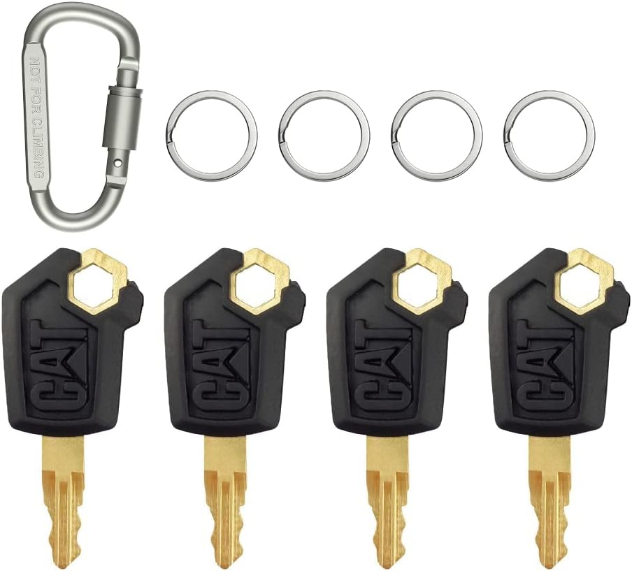 Poktlife Llaves para equipo pesado CAT Caterpillar 4 unidades (llavero de gato), Negro –