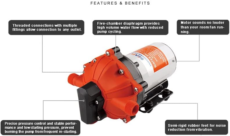 SEAFLO Bomba de diafragma serie 55 – 12V CC, 5.5 GPM, 60 PSI