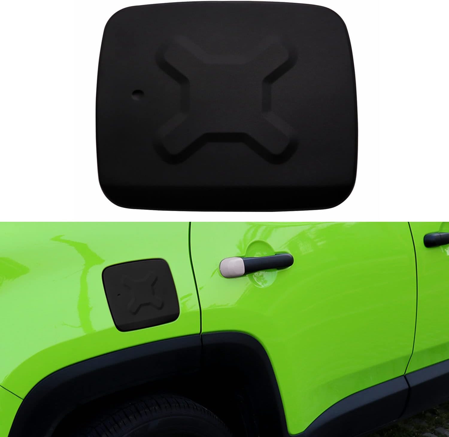 Yoursme Tapa de llenado de combustible exterior de aluminio para puerta de tanque de gas, decoración negra para Jeep Renegade 2015 2016 2017 2018
