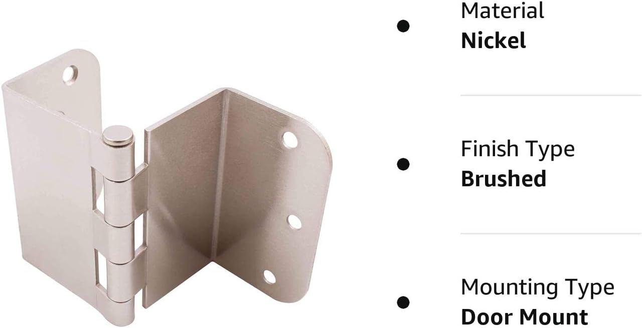 Generic Bisagra de puerta abatible transparente de 3.5 pulgadas, paquete de 3 (radio de 14 pulgadas, níquel cepillado), T2895
