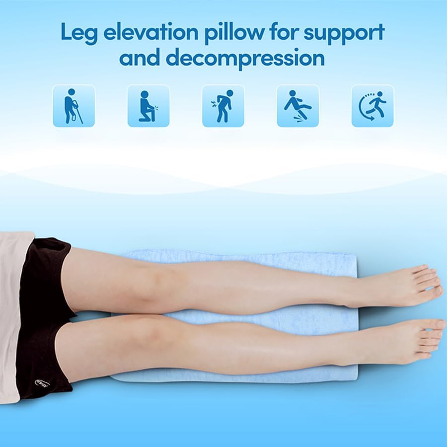 Almohada de cuña de elevación de una sola pierna, almohada de pierna poscirugía, impermeable (poliéster+TPU), almohada elevada para reposapiés para