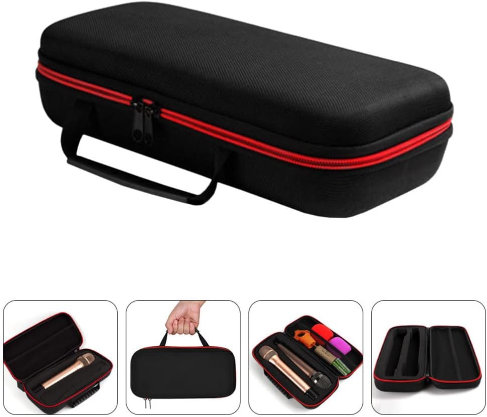 Vaguelly Funda para micrófono, 2 bolsas de micrófono inalámbrico, bolsa de micrófono dual, funda rígida de EVA para micrófono de mano, estuche de