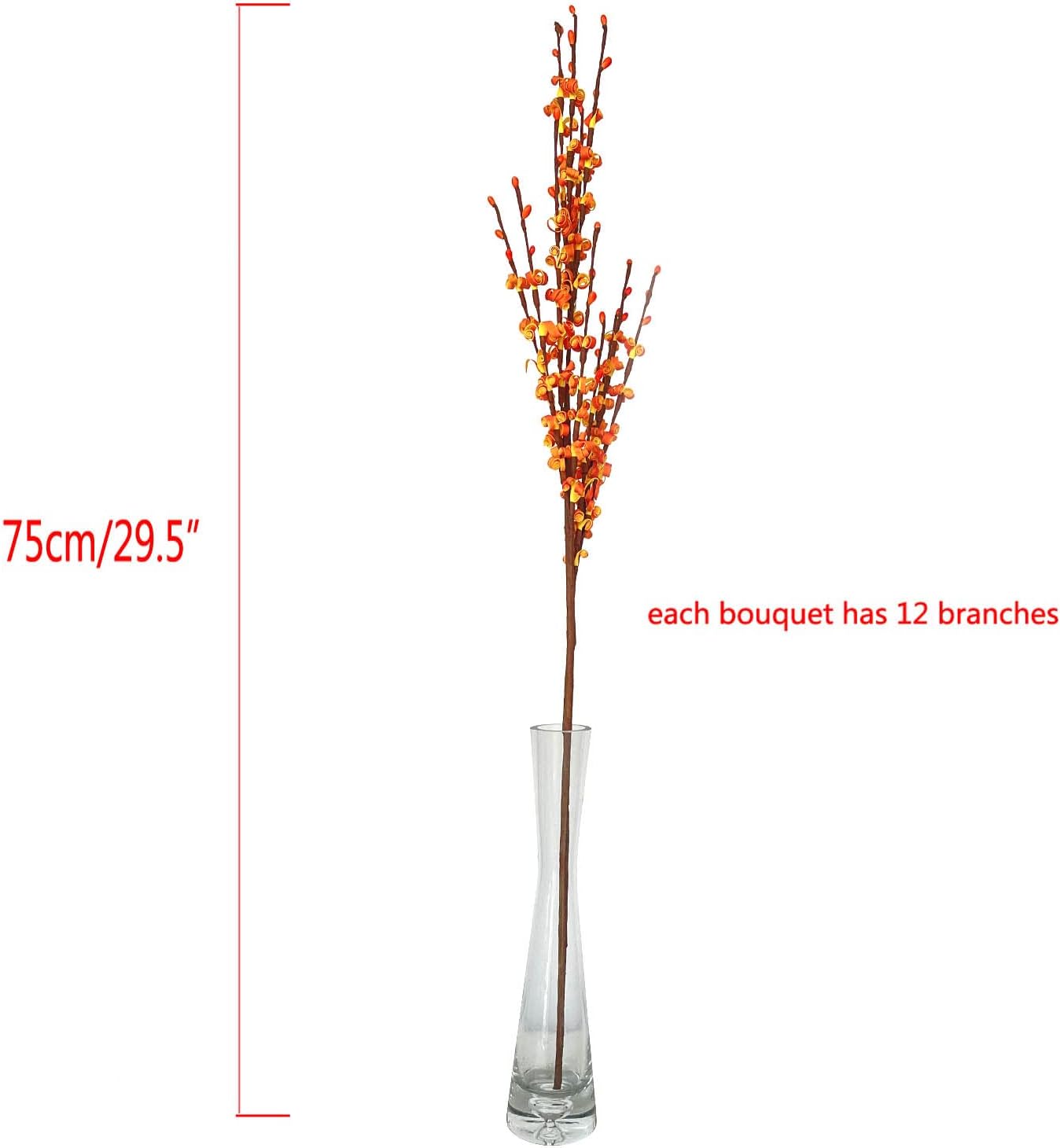 10 piezas de flores artificiales de 29.5 pulgadas de largo, jazmín de invierno, plantas de bayas, ramas secas para boda, hogar, oficina, fiesta,