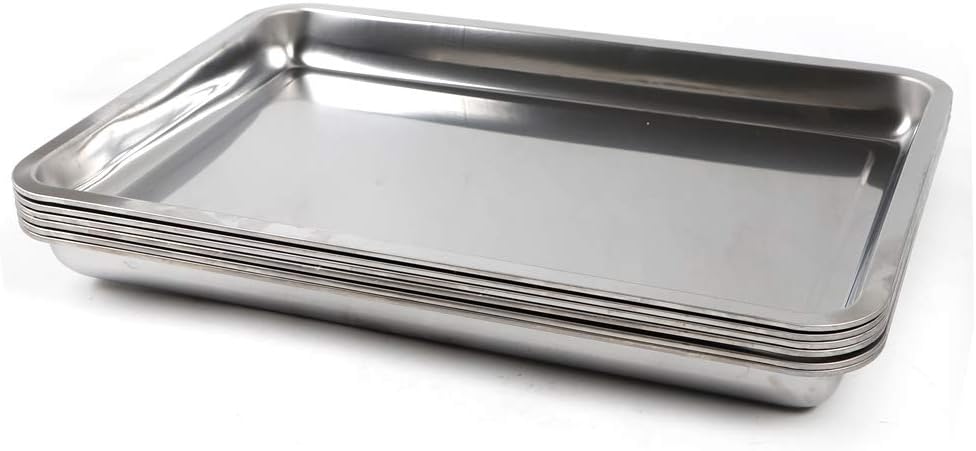 Paquete de 6 ollas de vapor de tamaño completo de 1.3 pulgadas de profundidad, sartén de acero inoxidable de 0.031 in  0.03 pulgadas de grosor,