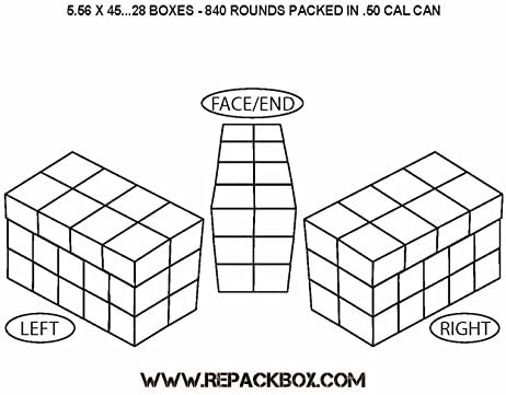 REPACKBOX KIT DE 30 CAJAS DE 5.56 X 45 & 223 – Caja de munición militar de cartón con capacidad para 30 rondas – Paquetes de 900