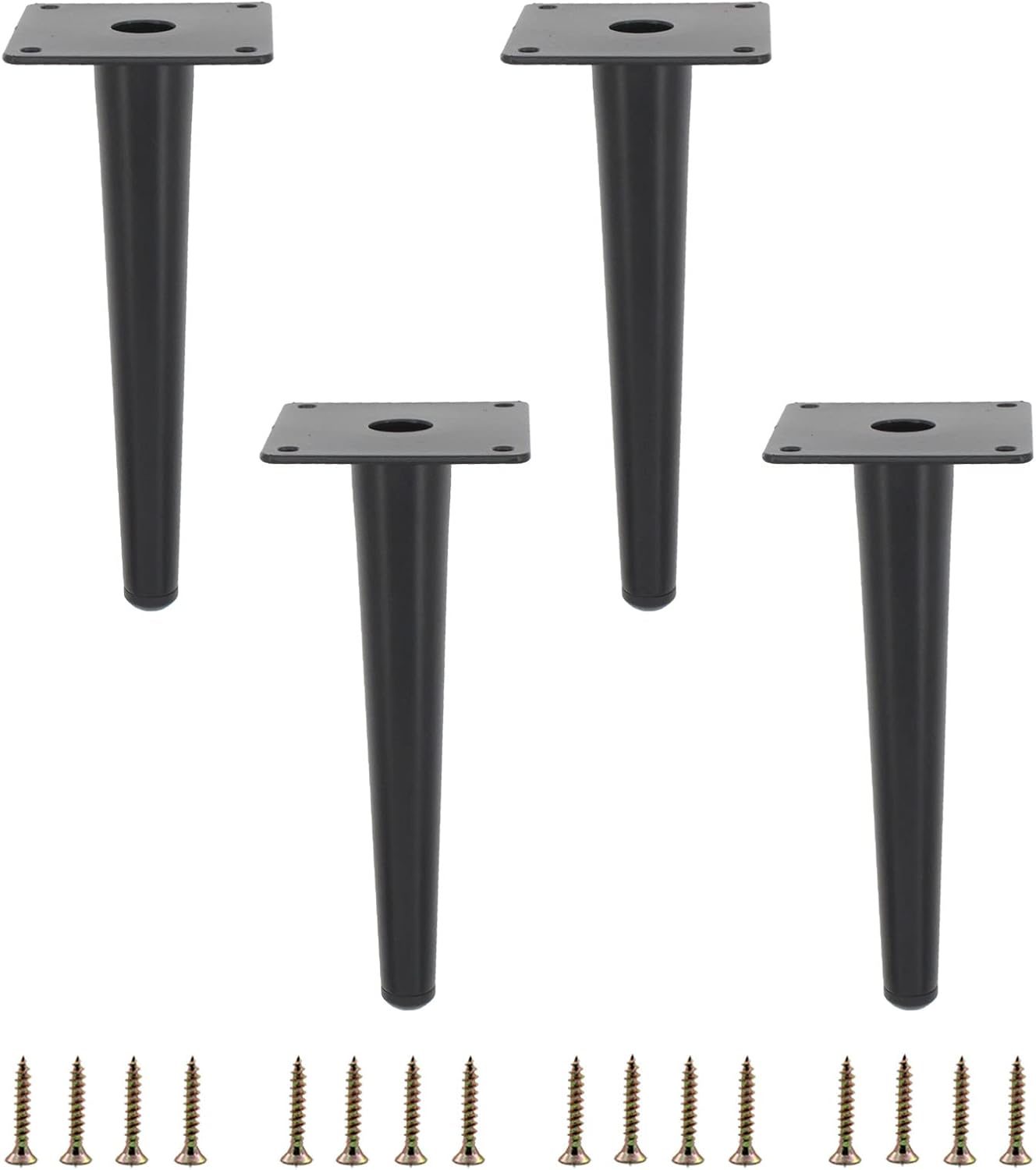 Paquete de 4 patas para muebles, patas redondas cónicas para muebles, pie de metal resistente para sofá, armario, bar, cama, mesa, silla, sofá,