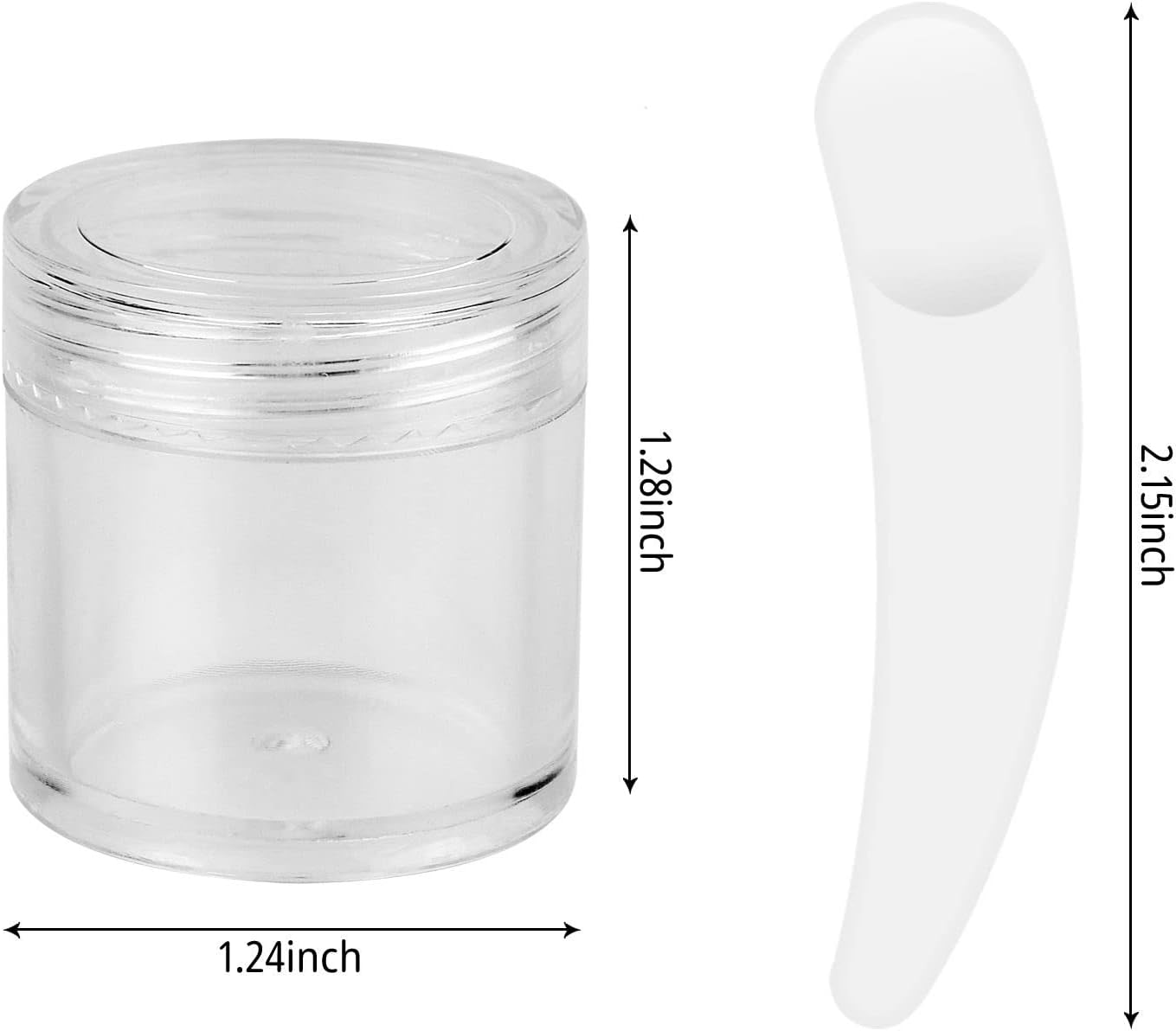 60 frascos redondos cosméticos vacíos de 0.35 oz, ollas de muestra, ollas de viaje con espátula para cosméticos, polvo de uñas, cuentas, diamantes