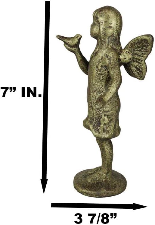 Ebros Gift Hierro fundido rústico con acabado antiguo encantado de hadas de jardín de hadas con figura de pájaro azul de 7 pulgadas de alto, ideas