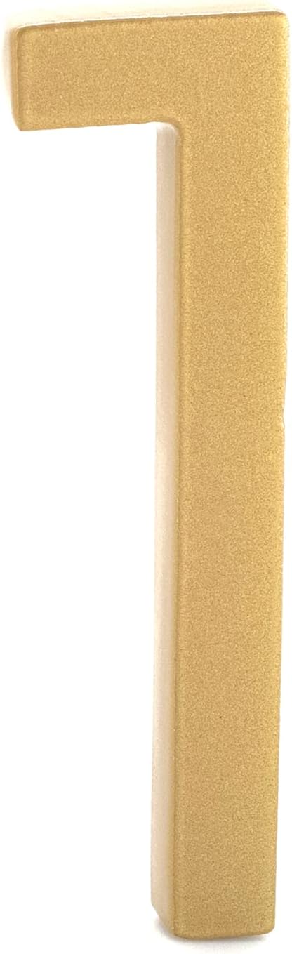 Montague Metal Products MHN-06-F-GD1-1 Números flotantes modernos de aluminio cepillado sólido, 6 pulgadas, oro recubierto de polvo