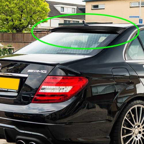 Alerón de techo de ventana trasera de fibra de carbono negro compatible con Mercedes Benz Clase C Sedan W204 2008-2014, 2009 2010 2011 2012 2013