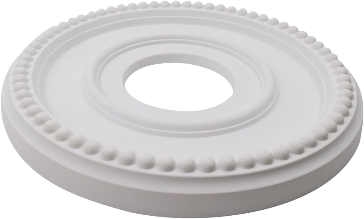 Antrader Medallón de techo de poliuretano de iluminación, 2 cubiertas de luz blanca para ventilador de techo, medallón de techo tradicional para