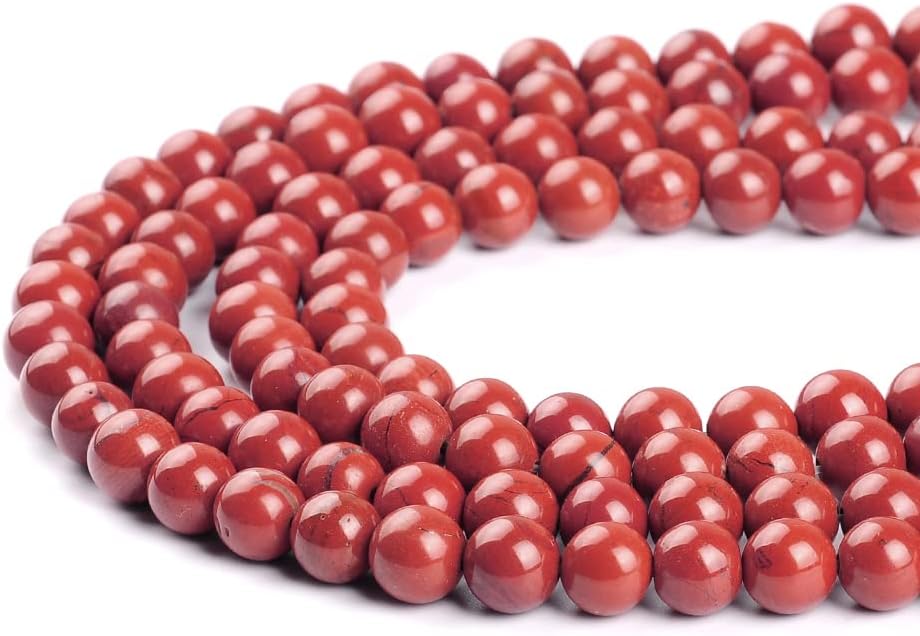 Cuentas de roca roja para hacer joyas de 0.394 in Cuentas redondas de piedra para pulseras piedra de jaspe natural, 36 piezashebra