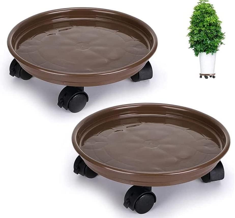Yiting Organizador de plantas con ruedas, soporte rodante resistente para plantas con ruedas, plataforma rodante para plantas de interior y