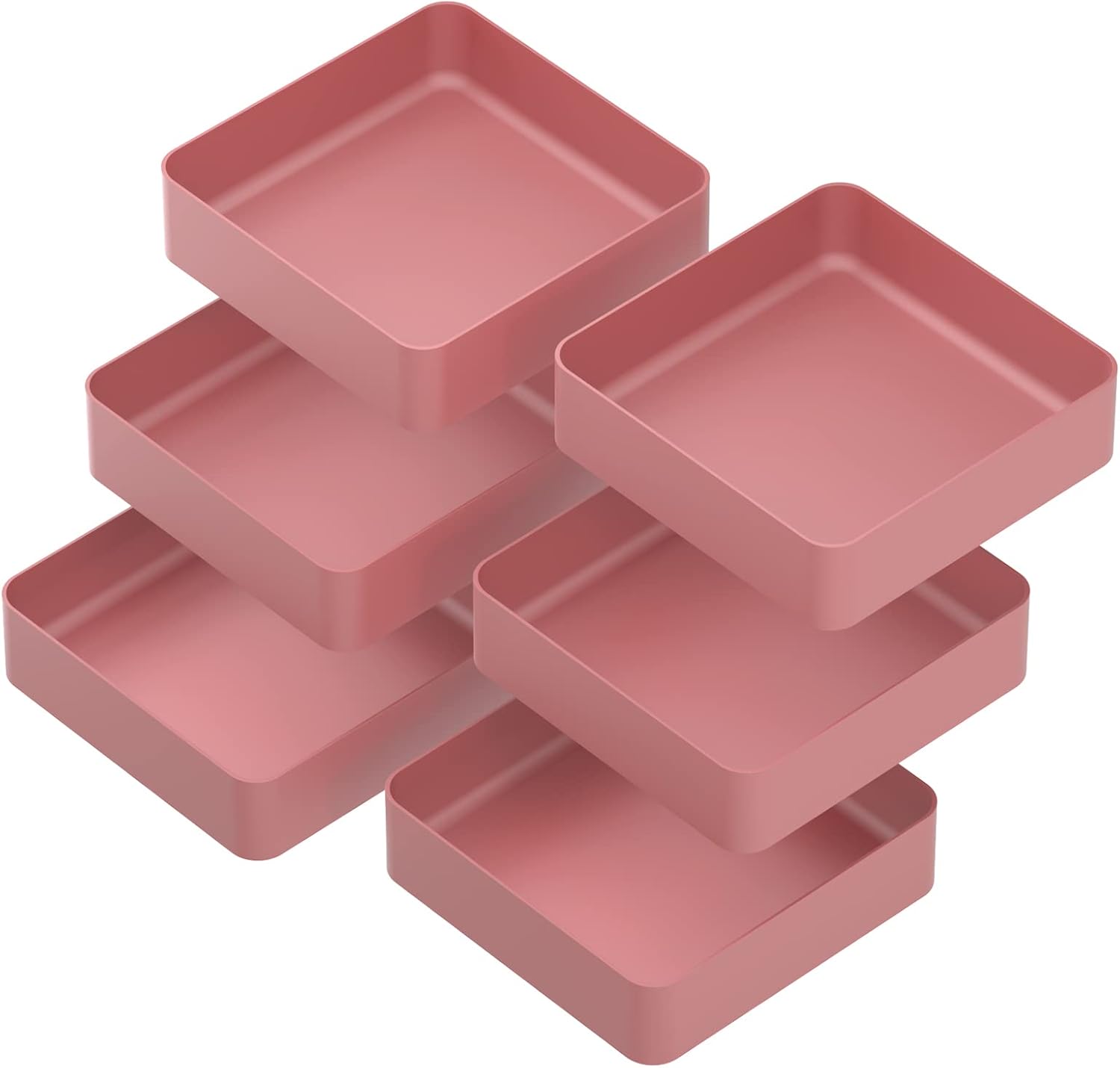 Juego de 6 organizadores de cajones apilables de 6.6 x 6.6 pulgadas, organizadores cuadrados de plástico para cajones de tocador y contenedores de