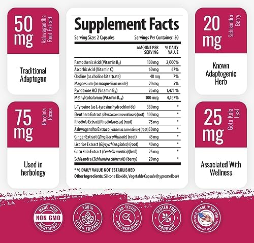1 Body Suplemento complejo Ashwagandha – Fórmula adaptógeno – Suplemento de enfoque y apoyo energético para hombres y mujeres – 180 cápsulas veganas