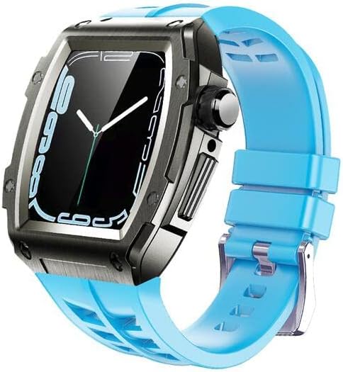 Kit de modificación de caja de metal correa de silicona para Apple 1.772 in 1.732 in acero inoxidable Smartwatch banda para iWatch Series 8 7 6 Se
