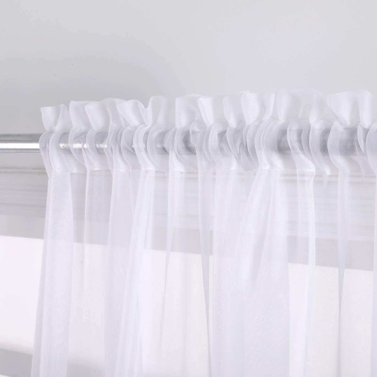 GYROHOME Cortina de gasa transparente con bolsillo para barra, filtro de luz solar, protege la privacidad de poliéster transparente para sala de