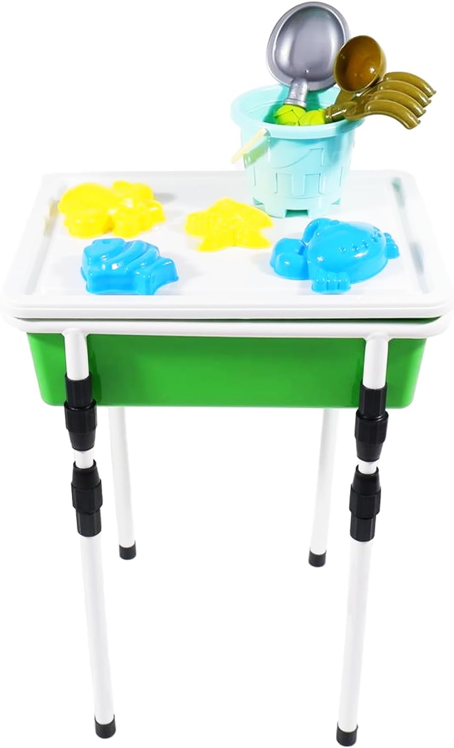 zvzvo Juego de juguetes de agua y arena (8 juegos). Mesa de agua con altura ajustable. Juegos al aire libre, caja de arena, juguetes de playa, mesa