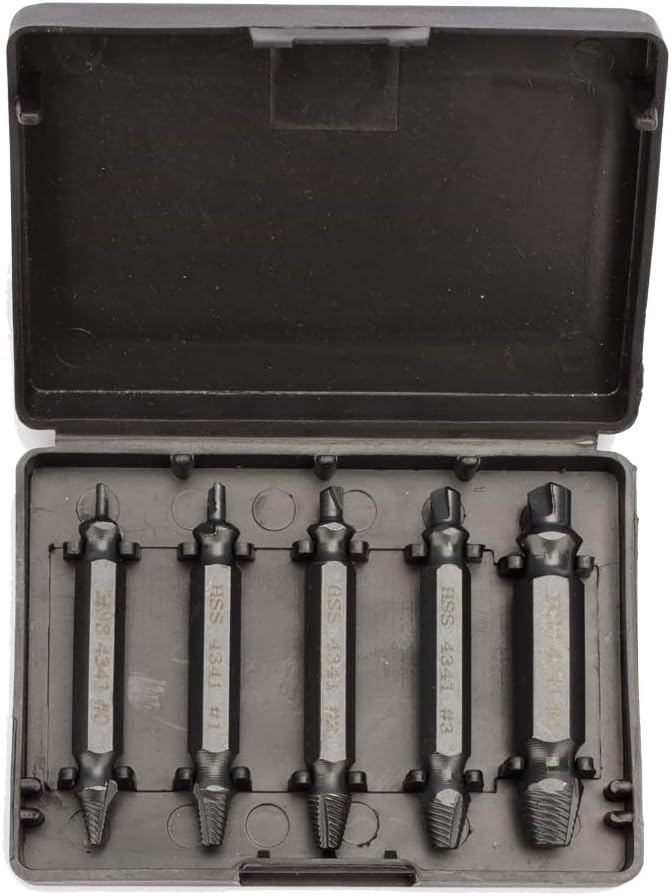 Kit de extractor de tornillos de 5 piezas, para fácil extracción de accesorios oxidados y rotos, tornillos de cabeza pelada, tornillos y brocas,