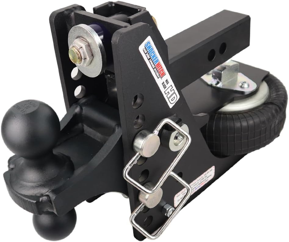 Shocker HD Max – Enganche de aire negro con bola combinada, se adapta a bolas de enganche negro de 2 pulgadas y bolas de 2-516 pulgadas