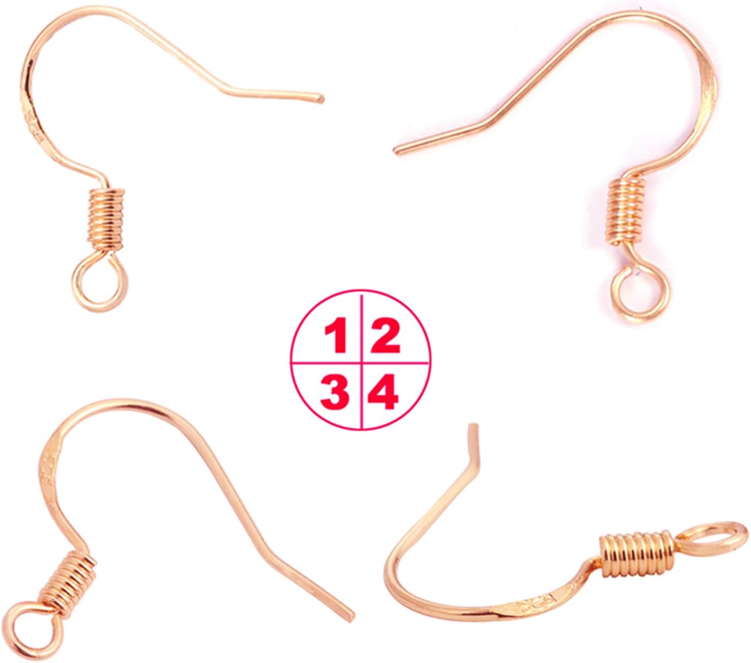Ganchos para aretes de oro rosa, kit de 240 piezas para hacer aretes con ganchos hipoalergénicos, anillos de salto y parte trasera de goma