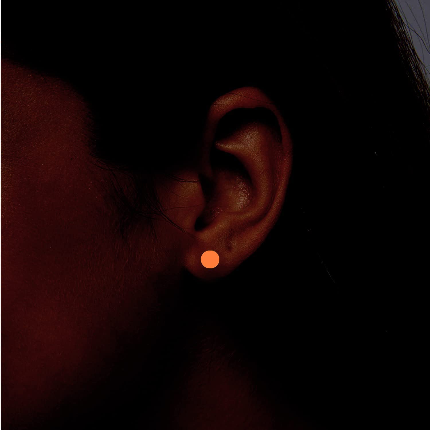 Glow in the Dark 8 mm Stainless Steel Stud Earrings for Women Teen and Girls, Elesea Jewelry – Handmade in Italy (Neon Orange, 8 mm.)