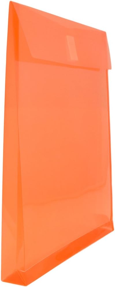 JAM PAPER Sobres de expansión de plástico con cierre de gancho y bucle, extremo abierto, 9 34 x 11 34 con expansión de 1 pulgada, naranja, paquete