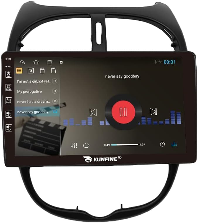 Kunfine Coche Android navegación estéreo GPS Radio cámara inversa pantalla 9 “IPS pantalla táctil Headunit Tablet Pad Media Player para Peugeot 206