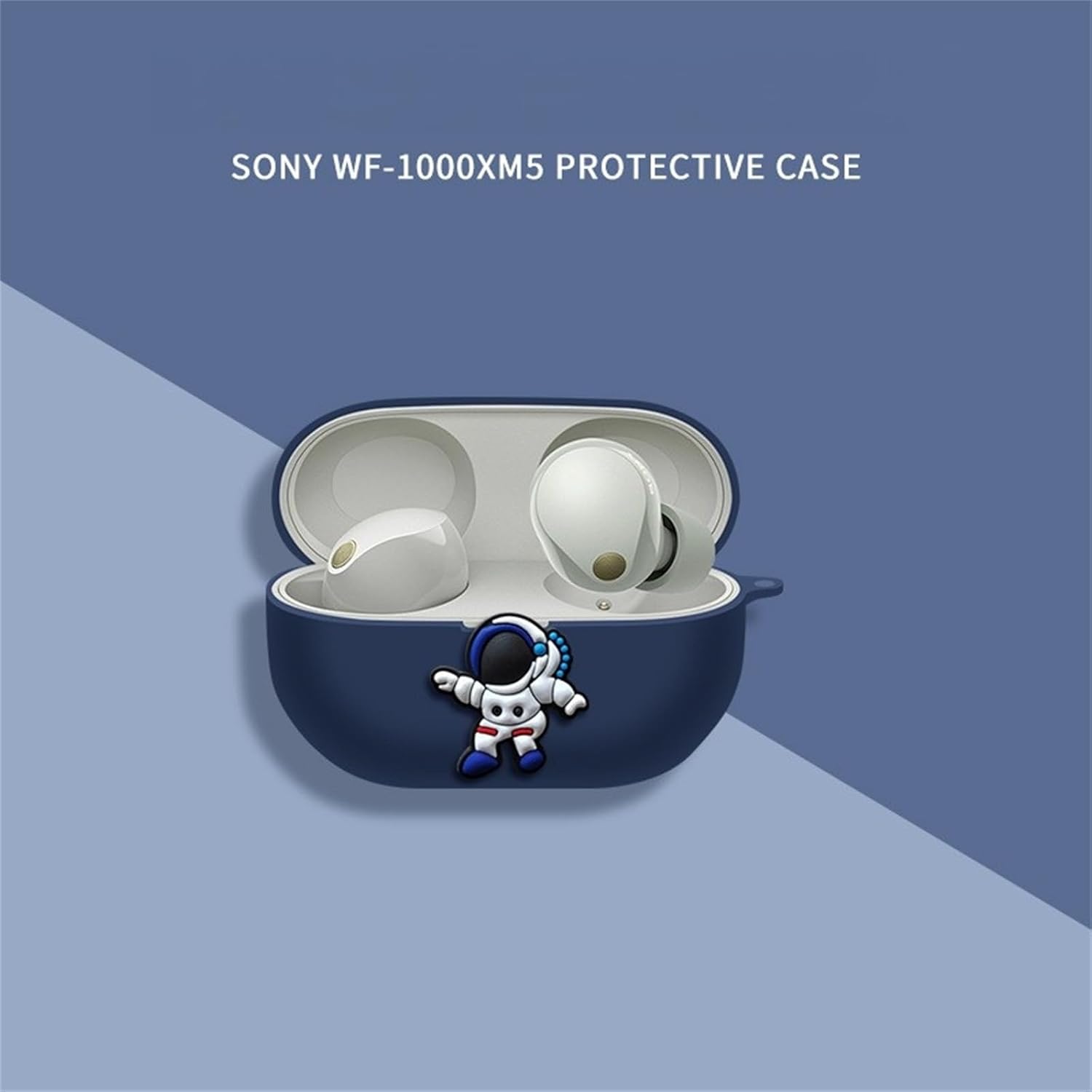 3 en 1 Funda compatible con Sony WF-1000XM5 con llavero, silicona suave, lindo anime, astronauta, a prueba de golpes, funda protectora con kit de