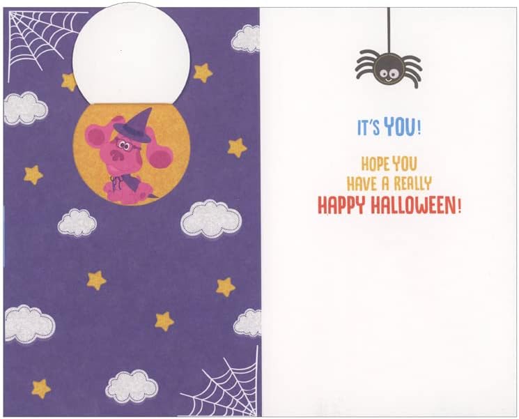 American Greetings Blue Dancing While Wearing a Pumpkin Costume Blue Clues Tarjeta de Halloween para niños pequeños