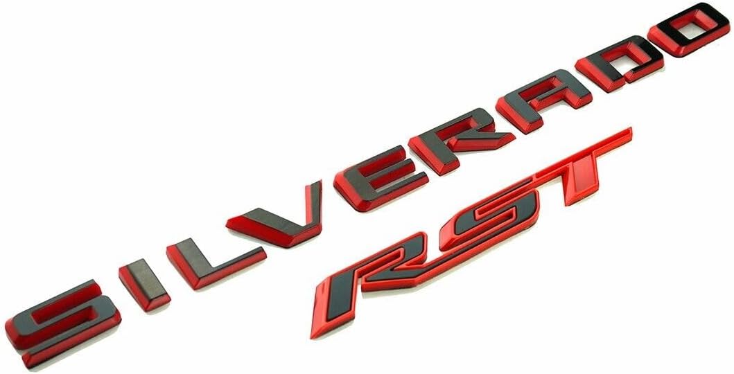 Juego de 4 piezas de placa de identificación para Silverado RST Z71 Tailaget 3D de repuesto para Silverado 1500 2500 3500 HD 2019-2023 (rojo negro)