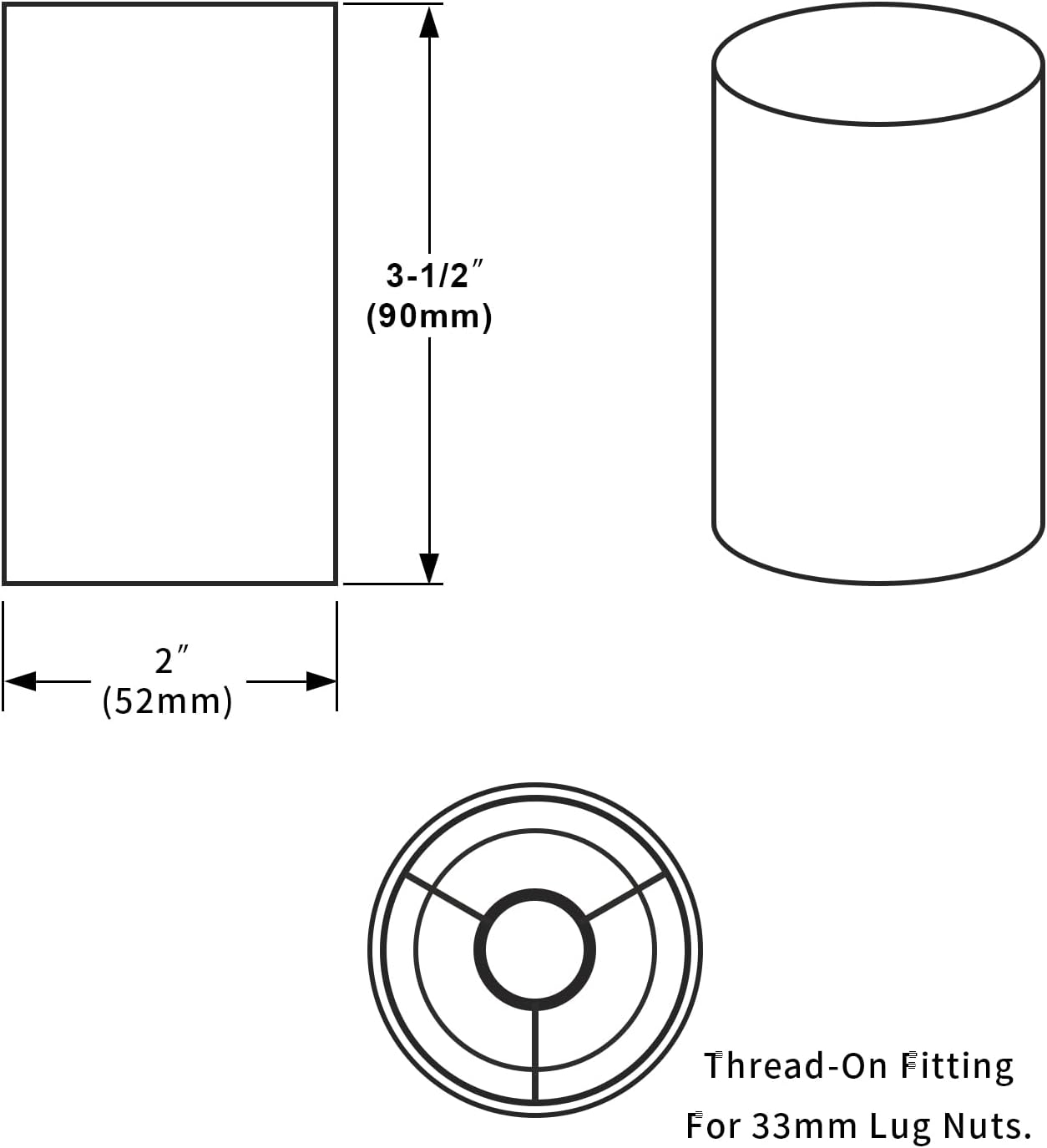 Cubiertas de tuerca de 1.31 pulgadas de rosca para semirremolques, cubiertas de tuercas cromadas de ABS para semircamiones, ruedas de cubo de rosca